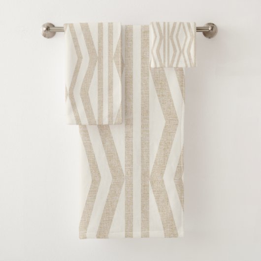 Linnen Cream Beige geometrische badhanddoek set Bad Handdoek (Insitu)