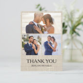 Linnen Design Wedding 4 Fotocollage Dank u Bedankkaart (Staand voorkant)