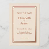 Linnen eenvoudige trouwkaart 'save the date' rose folie uitnodiging (Voorkant)