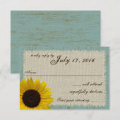 Linnen en Barnwood Zonnebloem Respons Kaart (Voorkant / Achterkant)