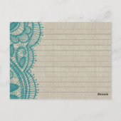 Linnen en Blauwgroen de Kant Gepersonaliseerde Briefkaart (Achterkant)