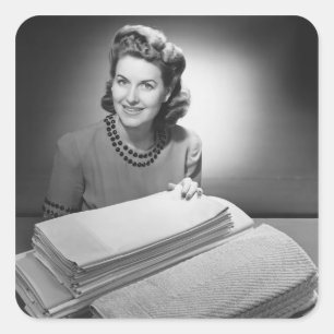 Linnen en handdoeken vierkante sticker