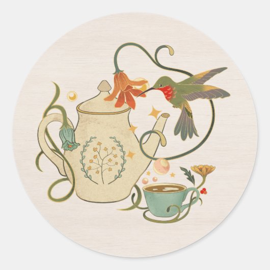 Linnen  Faecore Floral Tea Ronde Sticker (Voorkant)