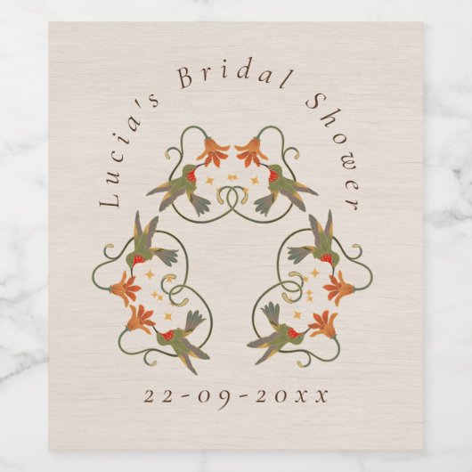 Linnen  Fairy Bird Wijn Etiket (Enkel label)