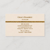 Linnen | Faux Gold Glitter Marble Agate Monogram Visitekaartje (Achterkant)