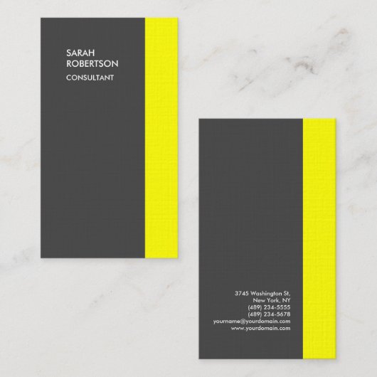 Linnen Geel Grijs Moderne Minimalistische Plain El Visitekaartje (Voorkant / Achterkant)