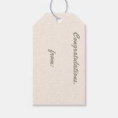 Linnen-gekleurde Proficiat Gift Label (script) Cadeaulabel (Voorkant)