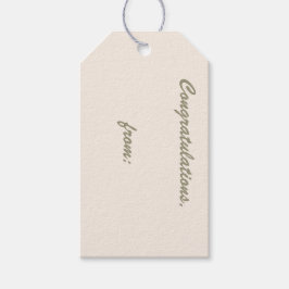 Linnen-gekleurde Proficiat Gift Label (script) Cadeaulabel