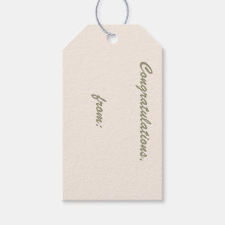 Linnen-gekleurde Proficiat Gift Label (script) Cadeaulabel