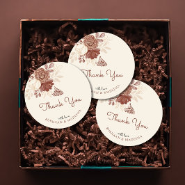 Linnen gouden glitter waterverf bloemenbruiloft gu ronde sticker