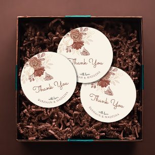 Linnen gouden glitter waterverf bloemenbruiloft gu ronde sticker