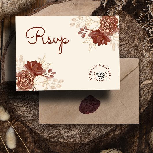 Linnen gouden glitter waterverf Moslim bruiloft RS Briefkaart