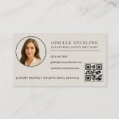 Linnen Gouden Vastgoedmakelaar QR Code Foto Visitekaartje (Achterkant)
