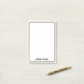 Linnen grens minimalistische professionele naam post-it® notes (Op bureau)