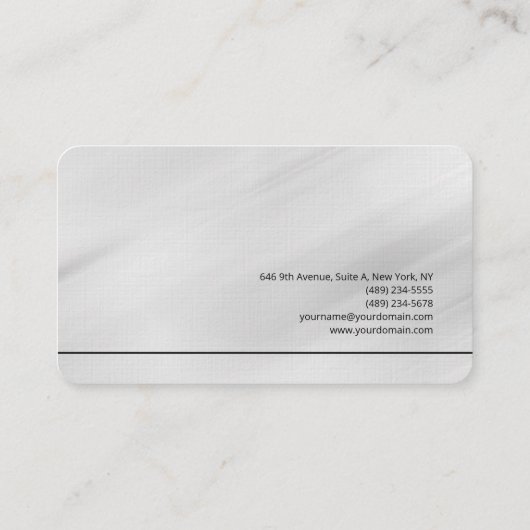 Linnen Grijs Plain Minimalist Visitekaartje (Achterkant)