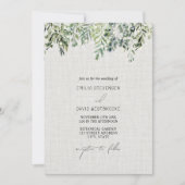 Linnen groen bruiloft uitnodiging (Voorkant)