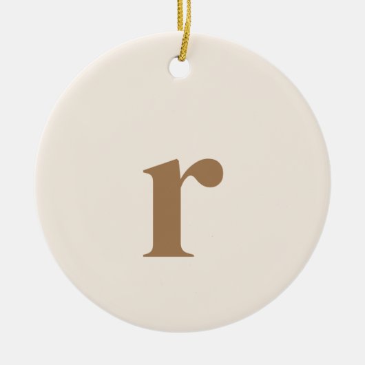 Linnen Initiaal letter | Trendy minimalist Keramisch Ornament (Voorkant)
