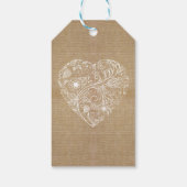 Linnen jute bloem hart cadeaulabel (Achterkant)
