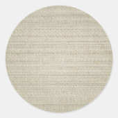 Linnen katoenachtergrond ronde sticker (Voorkant)