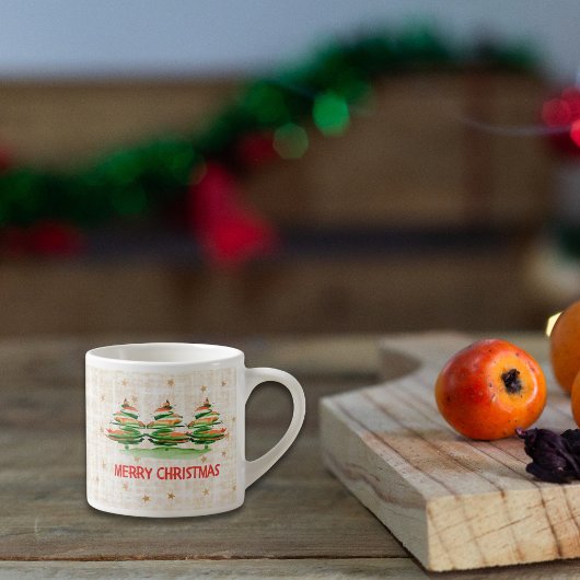 Linnen Kerstbomen – Festieve Kerstcadeau Espresso Kop