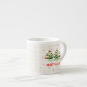 Linnen Kerstbomen – Festieve Kerstcadeau Espresso Kop (Voorkant rechts)