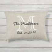 Linnen Look Custom Family Monogram Kussen (Voorkant)