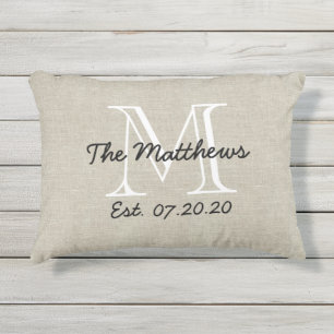 Linnen Look Custom Family Monogram Kussen