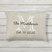 Linnen Look Custom Family Monogram Kussen (Achterkant)
