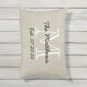 Linnen Look Custom Family Monogram Kussen (Voorkant (verticaal))