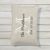 Linnen Look Custom Family Monogram Kussen (Achterkant (verticaal))