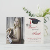 Linnen look foto Afstuderen aankondiging (Staand voorkant)