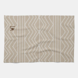 Linnen look geometrisch Voeg Initialen monogram to Theedoek