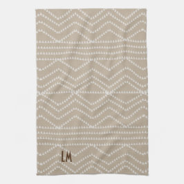 Linnen look geometrisch Voeg Initialen monogram to Theedoek