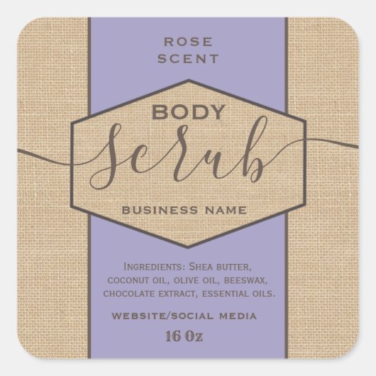  linnen look script body scrub label (Voorkant)