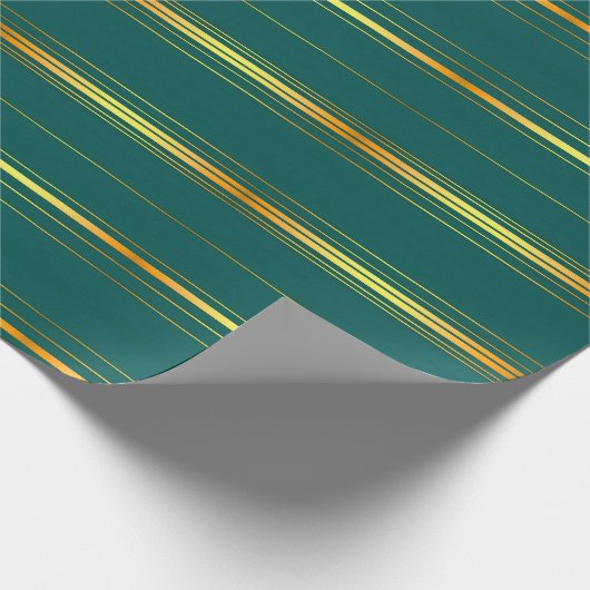 Linnen Luxe Modern Groen Goud Textuur Collectie Cadeaupapier (Hoek)