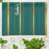 Linnen Luxe Modern Groen Goud Textuur Collectie Theedoek (Gevouwen)