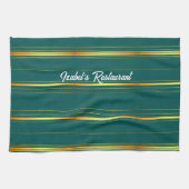 Linnen Luxe Modern Groen Goud Textuur Collectie Theedoek (Horizontaal)