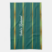 Linnen Luxe Modern Groen Goud Textuur Collectie Theedoek (Verticaal)