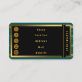 Linnen Luxe Modern Groen Goud Textuur Collectie Visitekaartje (Achterkant)