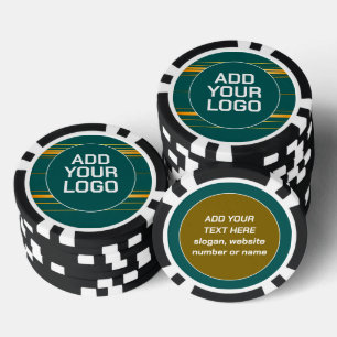 Linnen Luxe Moderne Groen Goud Textuur Collectie Poker Chips