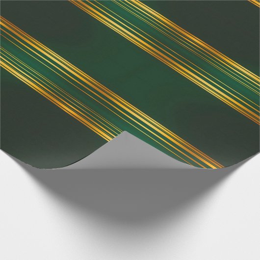 Linnen Luxe Trendy Groen Goud Textuur Collectie Cadeaupapier (Hoek)