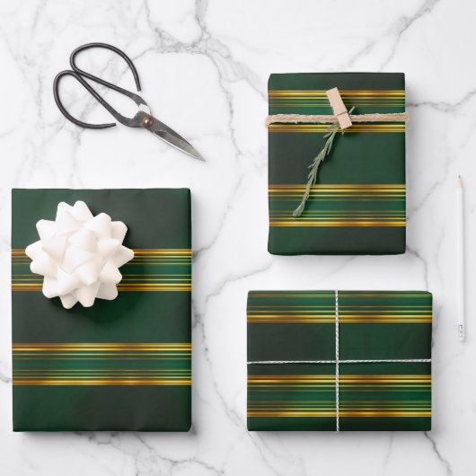 Linnen Luxe Trendy Groen Goud Textuur Collectie Inpakpapier Vel (Voorkant)