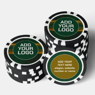 Linnen Luxe Trendy Groen Goud Textuur Collectie Poker Chips
