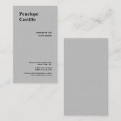 Linnen minimalistisch modern eenvoudig gewoon grij visitekaartje (Voorkant / Achterkant)