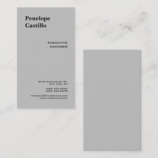 Linnen minimalistisch modern eenvoudig gewoon grij visitekaartje (Voorkant / Achterkant)