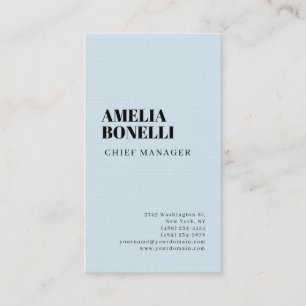 Linnen Modern Minimalist Professional Plain Blue Visitekaartje