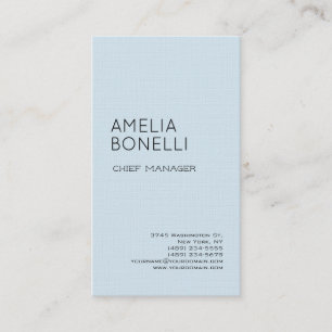Linnen Modern Minimalist Professional Plain Blue Visitekaartje