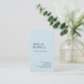 Linnen Modern Minimalist Professional Plain Blue Visitekaartje (Staand voorkant)