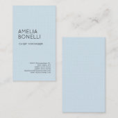 Linnen Modern Minimalist Professional Plain Blue Visitekaartje (Voorkant / Achterkant)