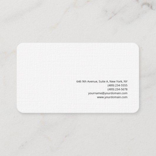Linnen Modern minimalistisch effen wit Visitekaartje (Achterkant)